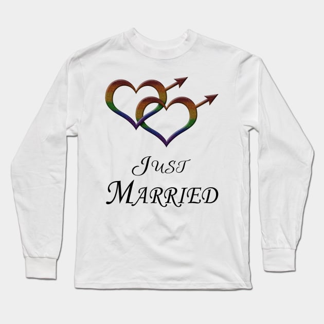 Just Married Gay Pride Interlinking Male Gender Symbols Long Sleeve T-Shirt by LiveLoudGraphics